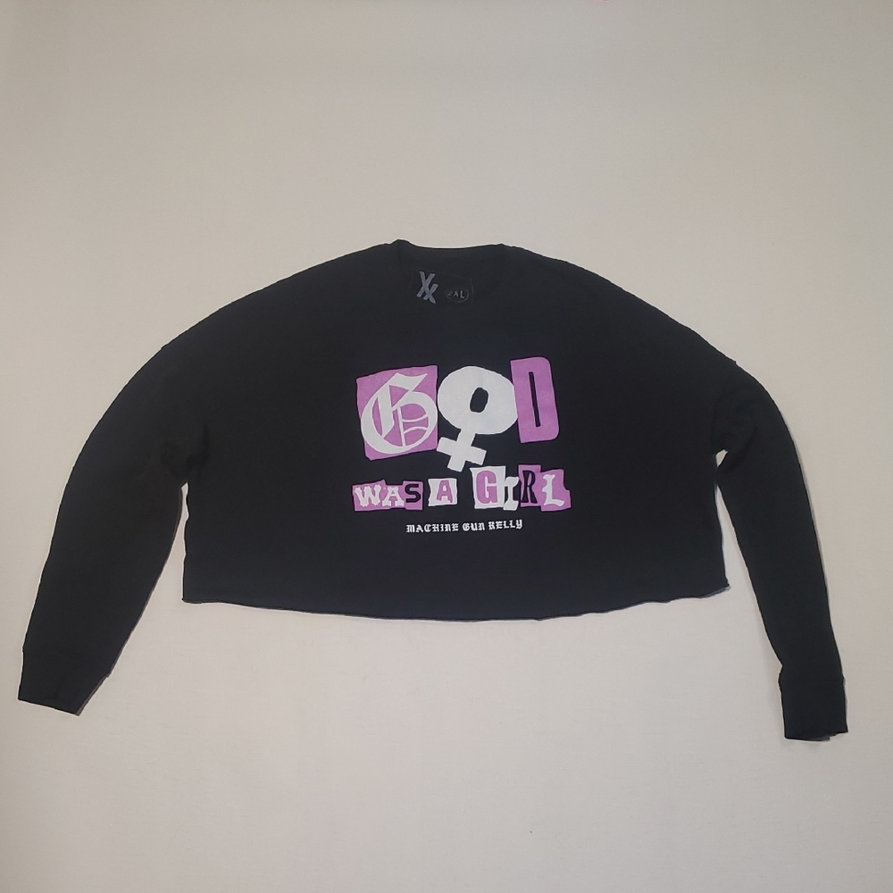 Machine Gun Kelly MGK "God Was a Girl" Love Race Crop Top Sweater